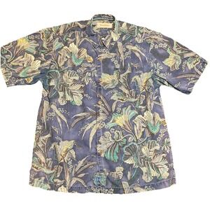 Tommy Bahama Hawaiian Shirt Men's L Multicolor Silk Tropical Floral Aloha Beach